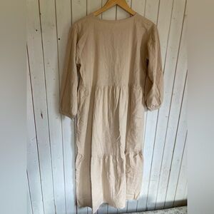 Beige Long Sleeve Maxi Dress